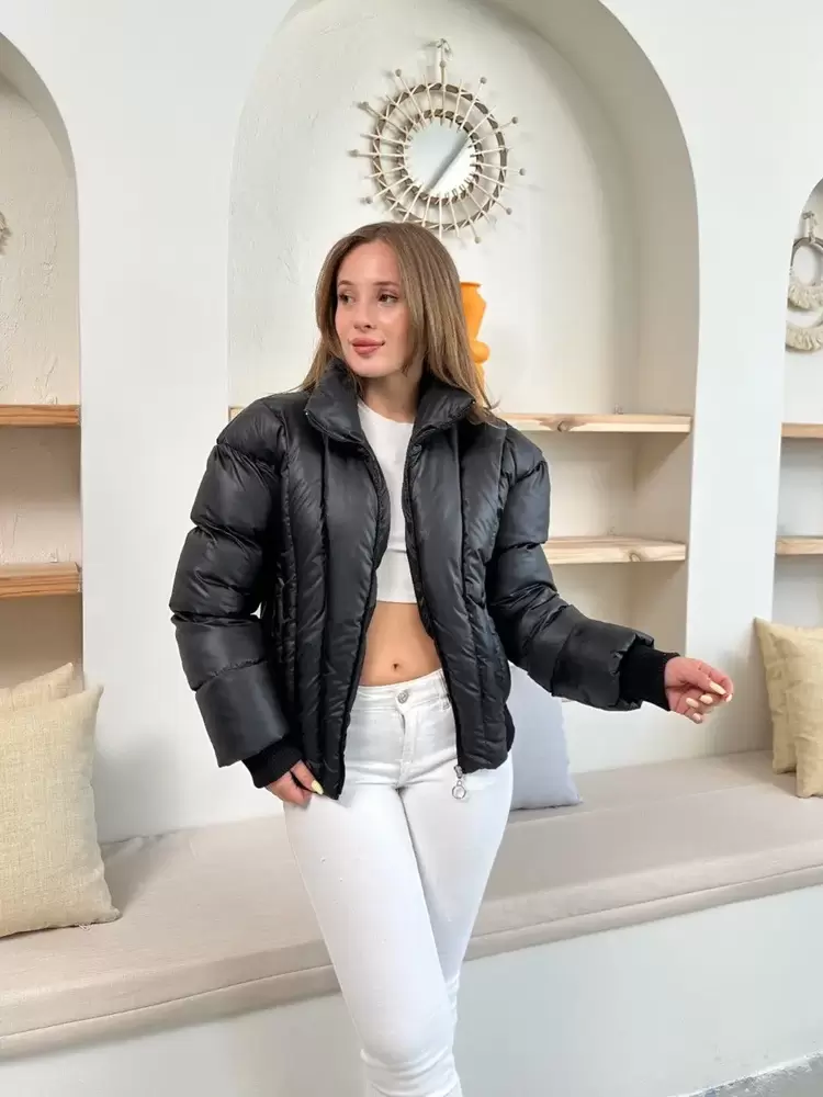 Puffer kısa mont siyah st25534