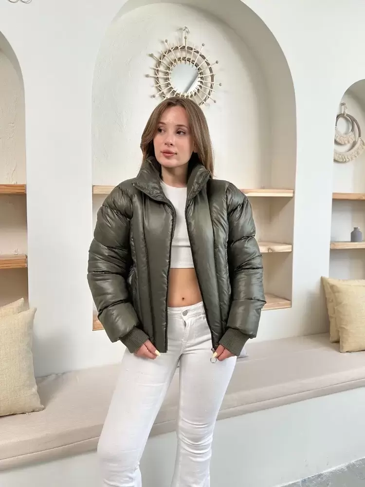 Puffer kısa mont haki st25534