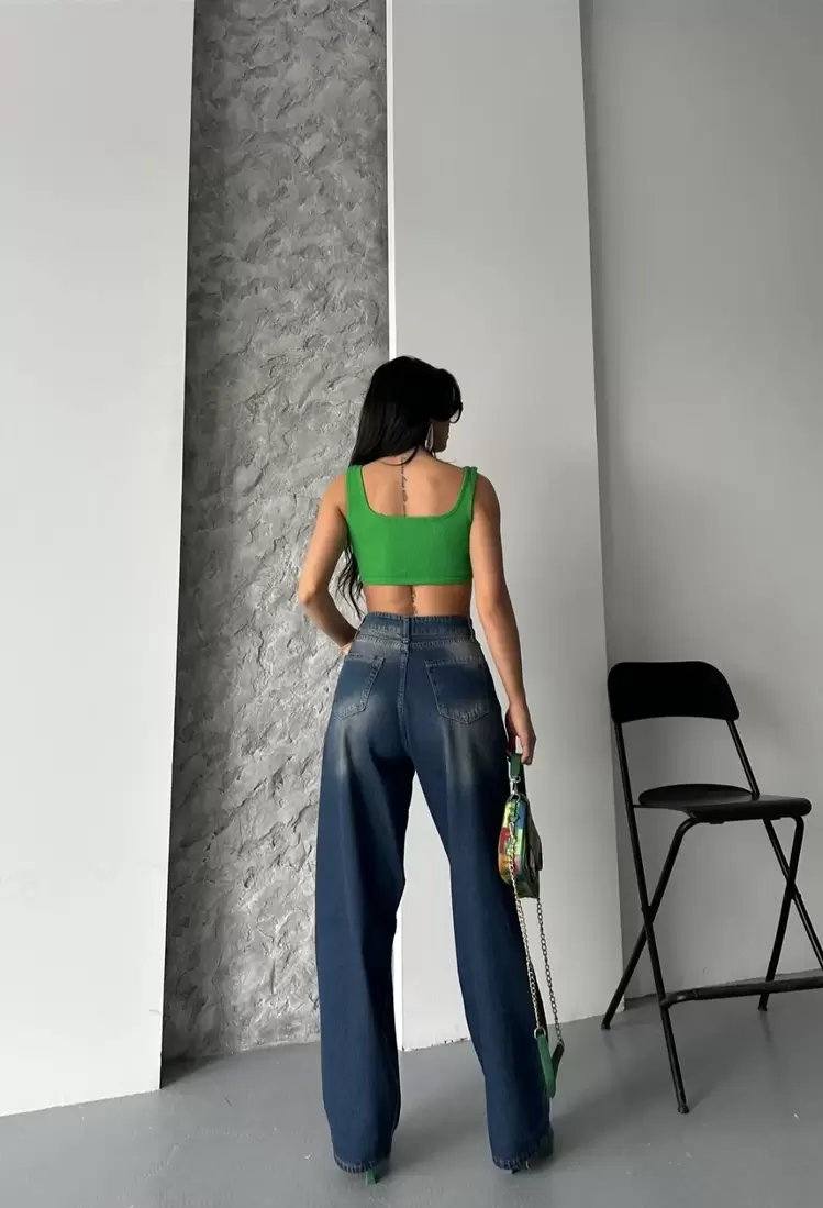 Baggy süper taş bıyık yıkama kahve tint jeans pantolon d2007