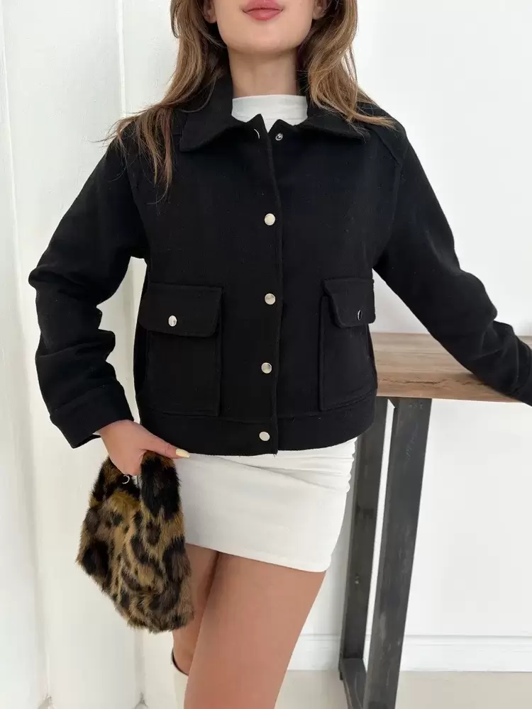 Zr model kaşe ceket siyah st255807