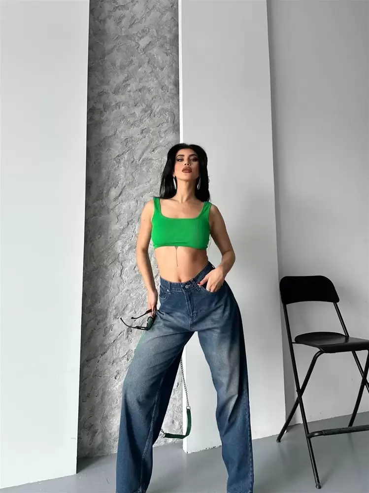 Baggy süper taş bıyık yıkama kahve tint jeans pantolon d2007