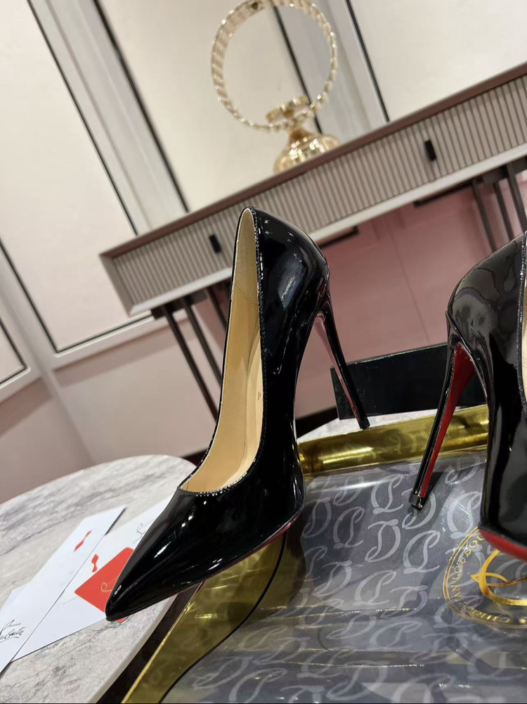 christian louboutin ayakkabi siyah rugan topuk 12 cm