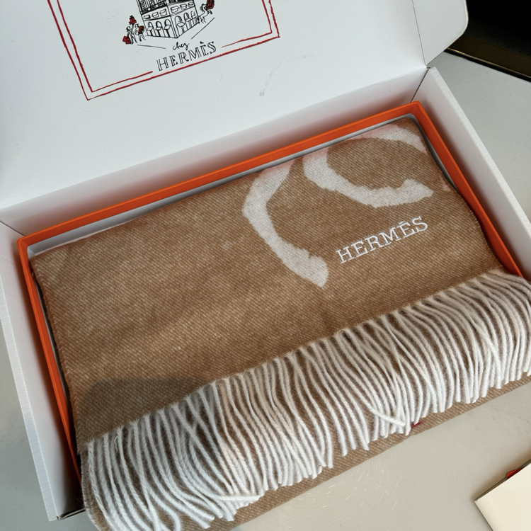 Hermes Unisex Pure Wool Scarf Signature Heritage Atkı Collection