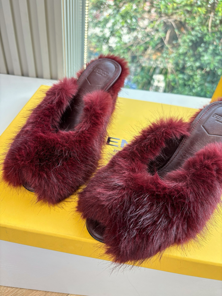 Fendi  süper lüks yüksek topuklu retro peep-toe terlikleri
