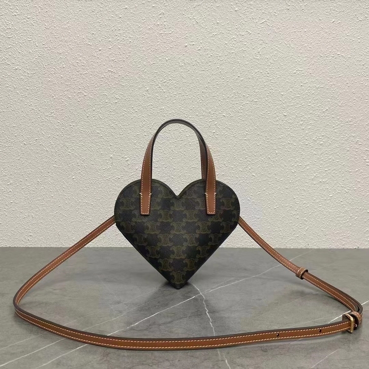 celine triomphe kanvas kalp şekilli çapraz askılı mini çanta