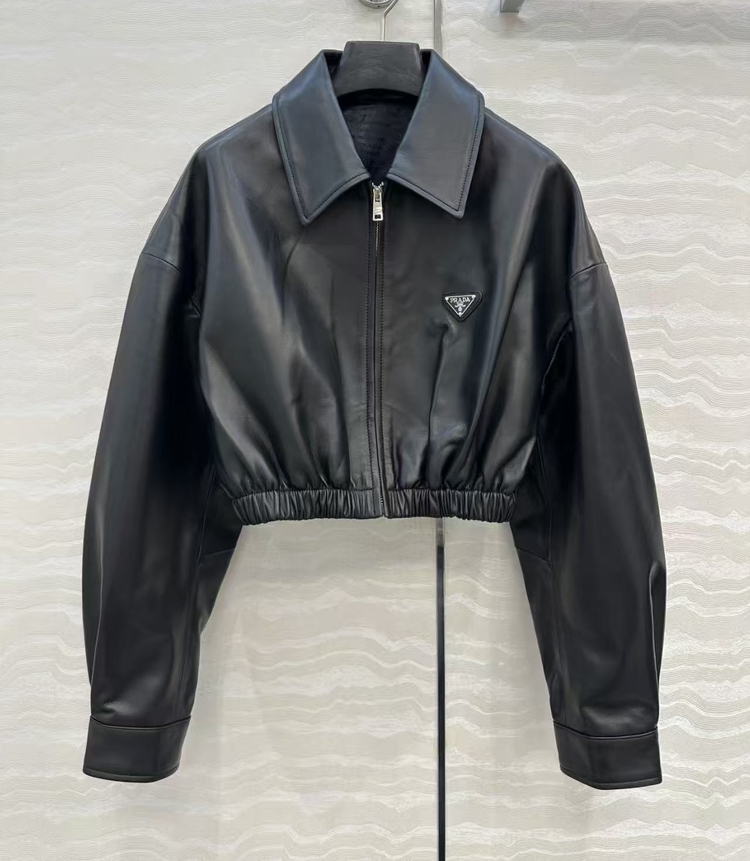 PRADA NAPPA DERİ CROP BOMBER CEKET