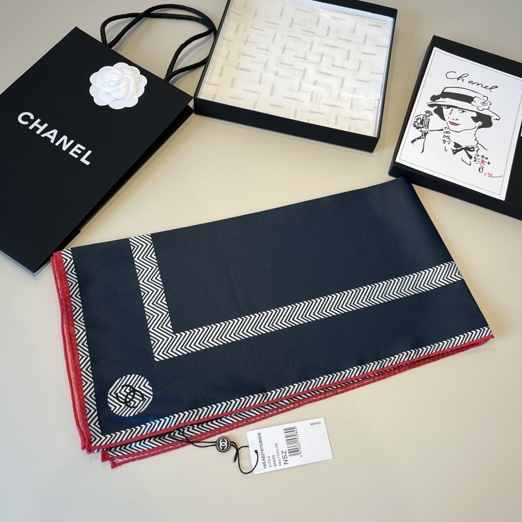 chanel paris lacivert ipek başörtü