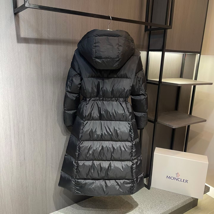 Moncler Chamer kadın kapüşonlu uzun kaz tüyü mont