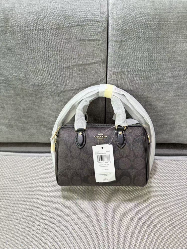 COACH Mini Rowan Satchel - İmza Kanvas (Smoke/Black)