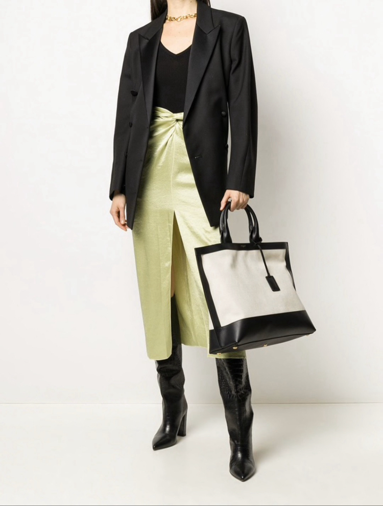 SAINT LAURENT KANVAS & DERİ HOBO ÇANTA