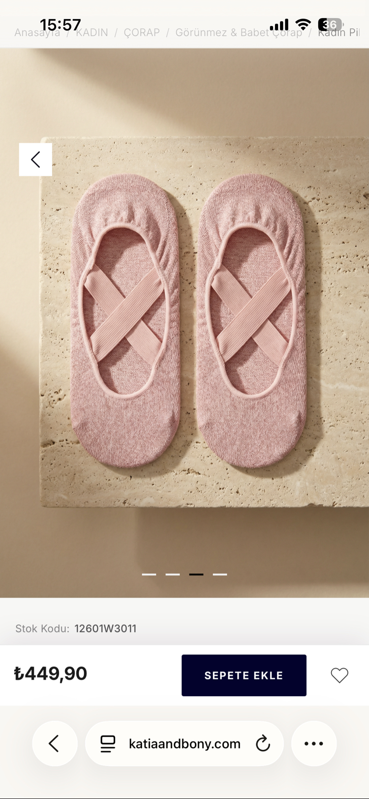 Pembe Simli Kaydırmaz Tabanlı Yoga/Plates Çorabı