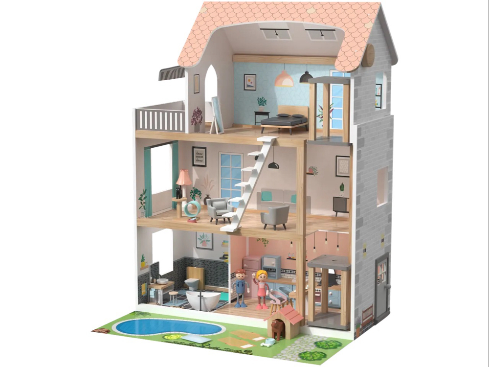 3 katlı asansötlü bebek evi