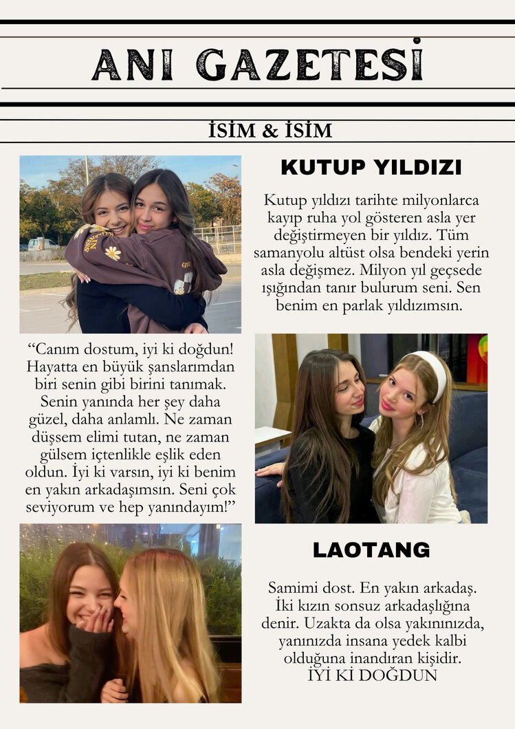 3 Fotoğraflı Anı Gazetesi ( ÇERÇEVESİZ )