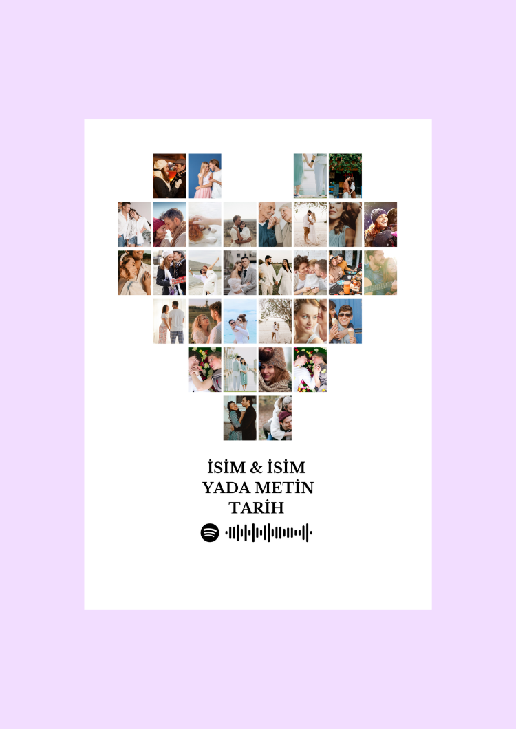 32 Fotoğraflı Kalp Poster (ÇERÇEVESİZ)