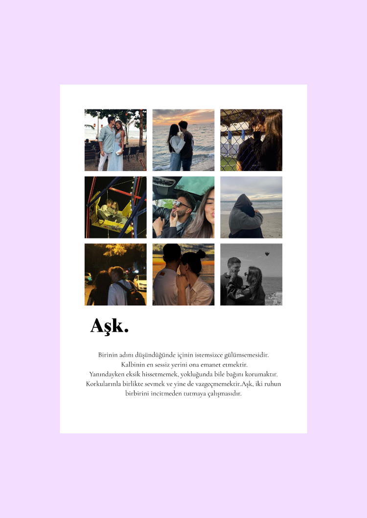 Aşk Tanımı – Fotoğraf Kolajı (ÇERÇEVESİZ)