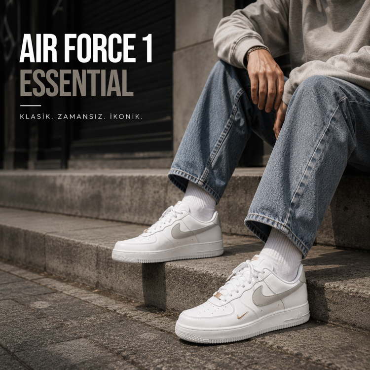 NİKE AİR FORCE 1 LOW ESSENTİAL WHİTE GREEN GREY GOLD
