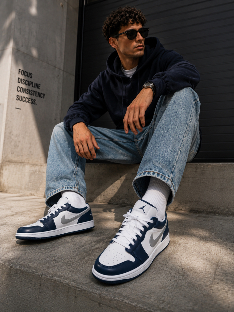 NİKE AİR JORDAN 1 LOW WHİTE NAVY
