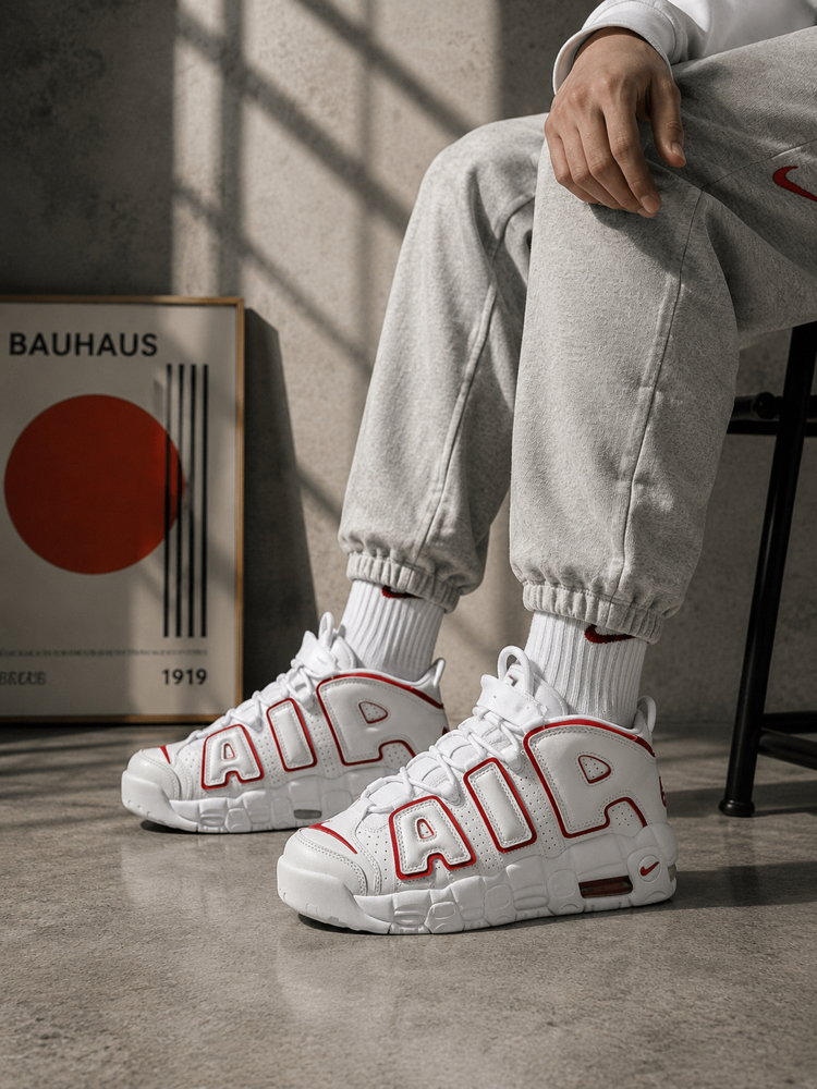 NİKE AİR MORE UPTEMPO WHİTE VARSITY RED