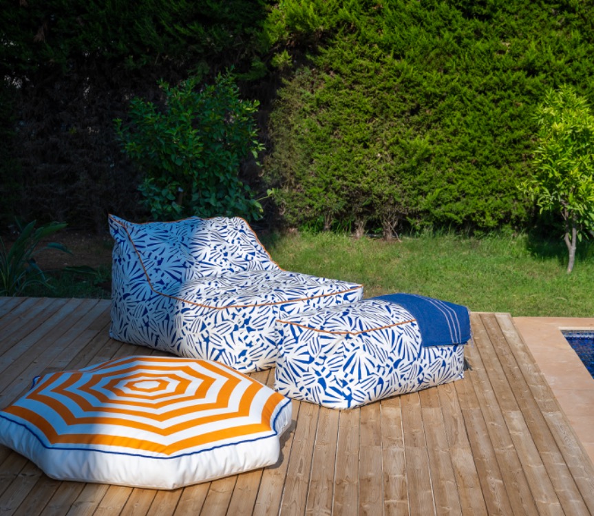 Deniz Yatağı Belize I Lounger ve Puf / Shell Blue
