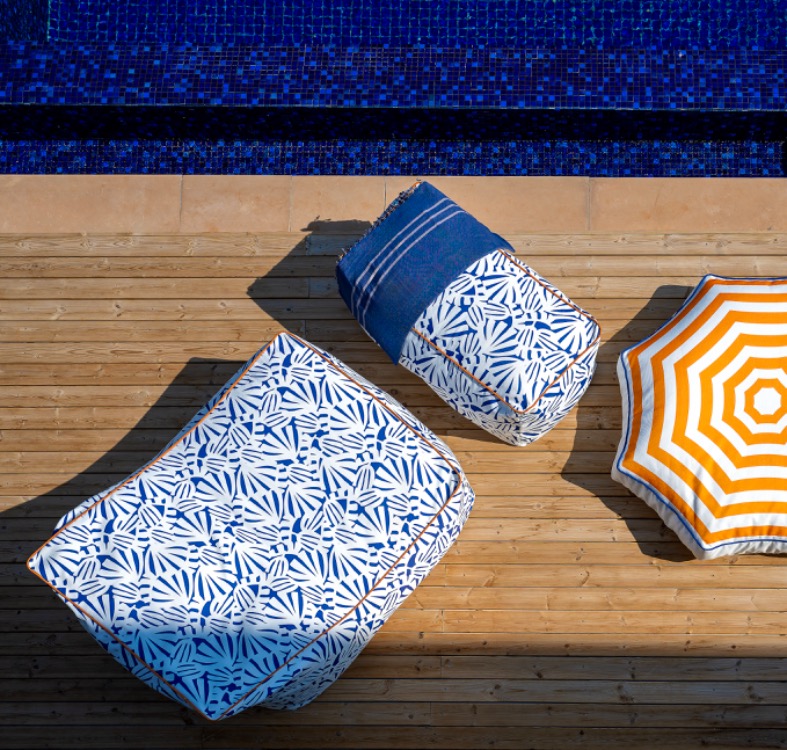 Deniz Yatağı Belize I Lounger ve Puf / Shell Blue