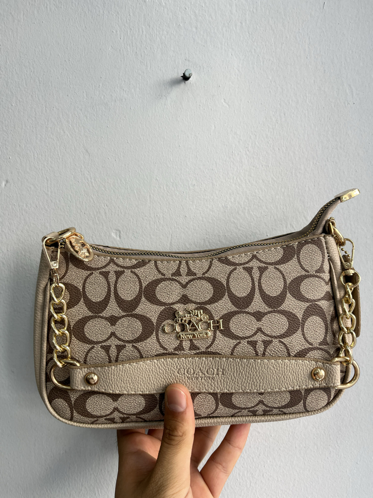 Coach Monogram Omuz Çantası – Bej
