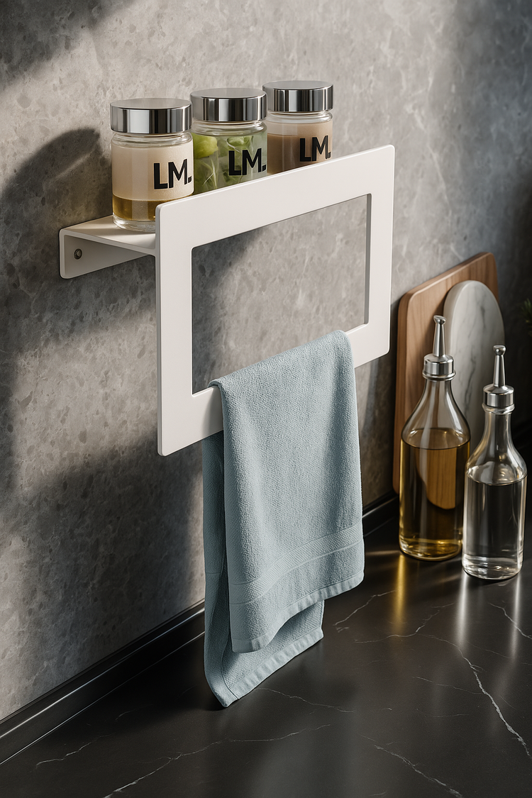Banyo Havlusu El Yüz Havlusu Banyo Düzenleyici Raf 27cm Beyaz (OUTLET)