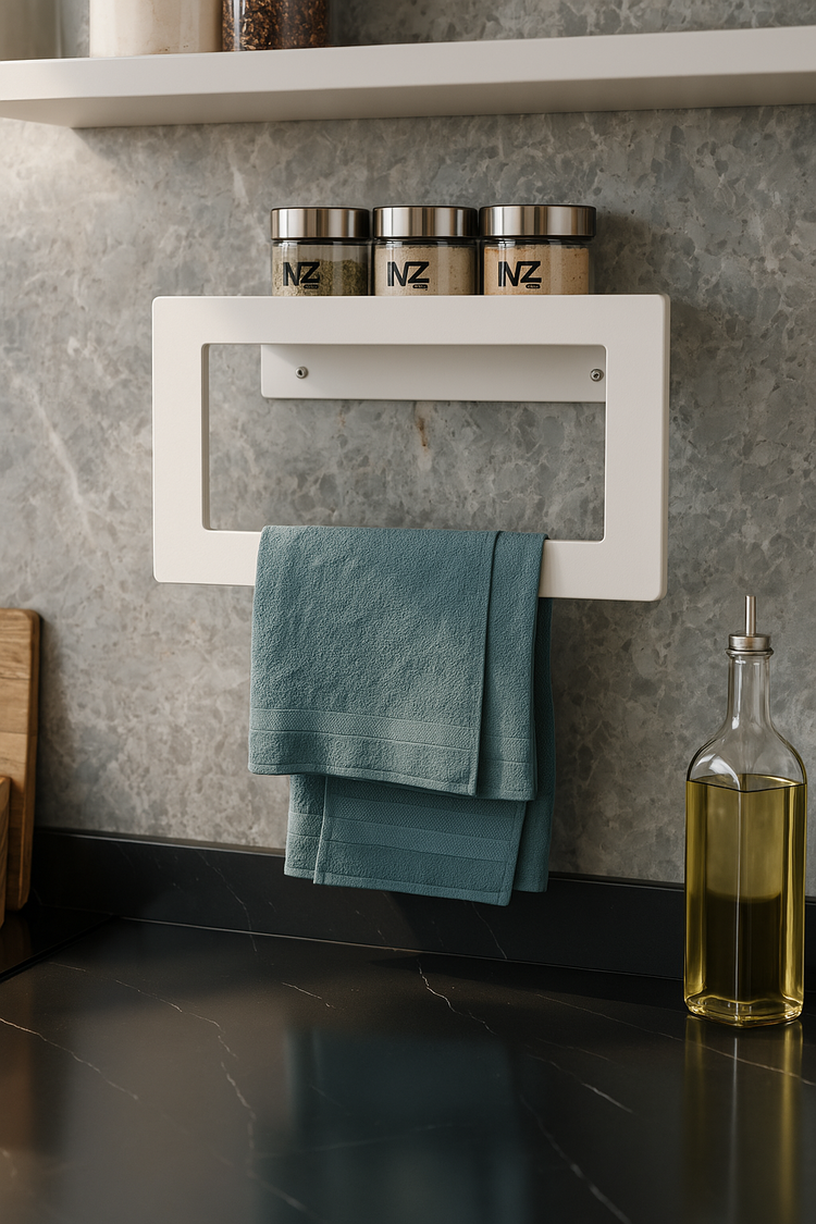 Banyo Havlusu El Yüz Havlusu Banyo Düzenleyici Raf 27cm Beyaz (OUTLET)