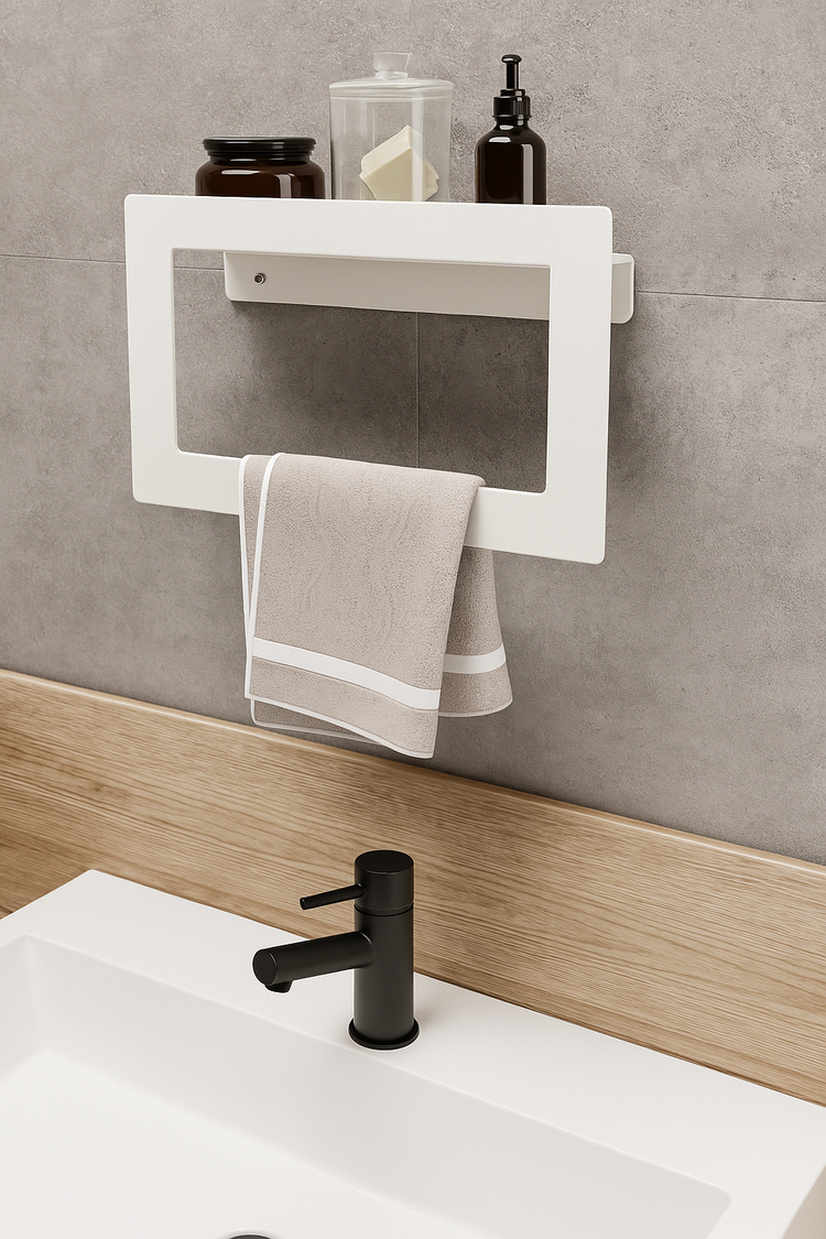 Banyo Havlusu El Yüz Havlusu Banyo Düzenleyici Raf 27cm Beyaz (OUTLET)
