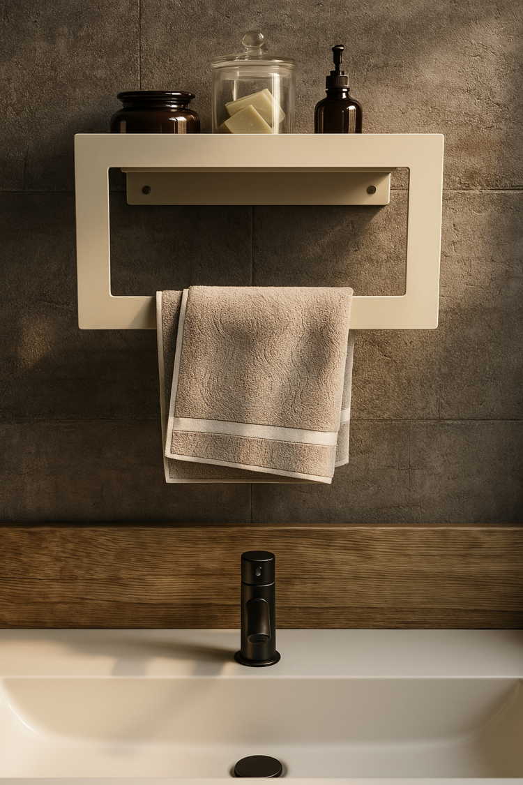 Banyo Havlusu El Yüz Havlusu Banyo Düzenleyici Raf 27cm Beyaz (OUTLET)