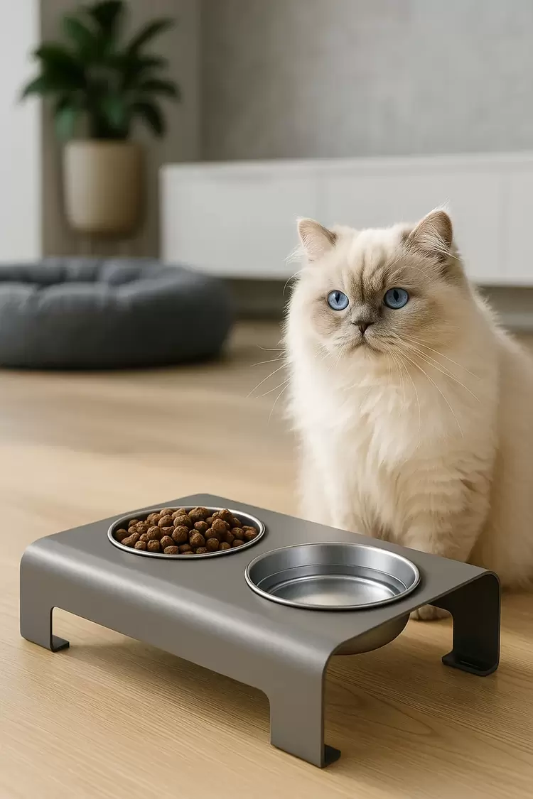 Modern Kedi Ve Küçük Orta Irk Köpek Mama Su Kabı Ikili Çelik Kase Evcil Hayvan Mama Standı