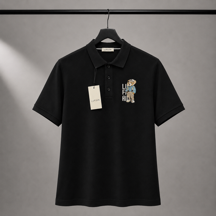 Lufian Siyah Premium Polo Yaka Tshirt