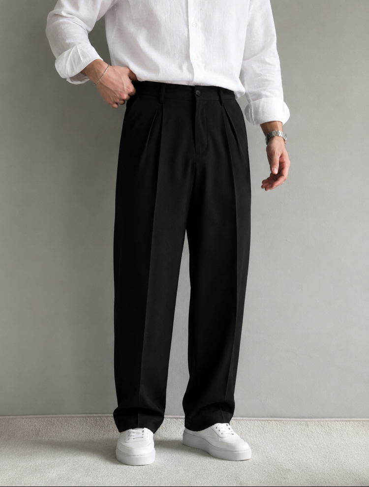 Siyah Baggy Kumaş Premium Pantolon