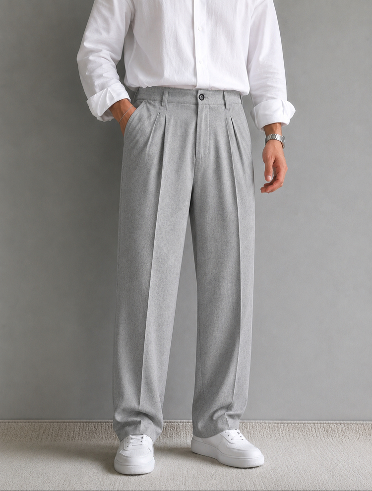 Gri Melanj Baggy Kumaş Premium Pantolon
