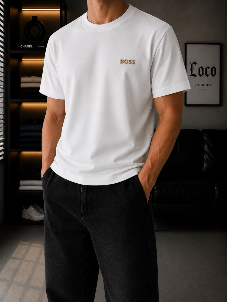 Boss Beyaz Kalın Kumaş Oversize Tshirt