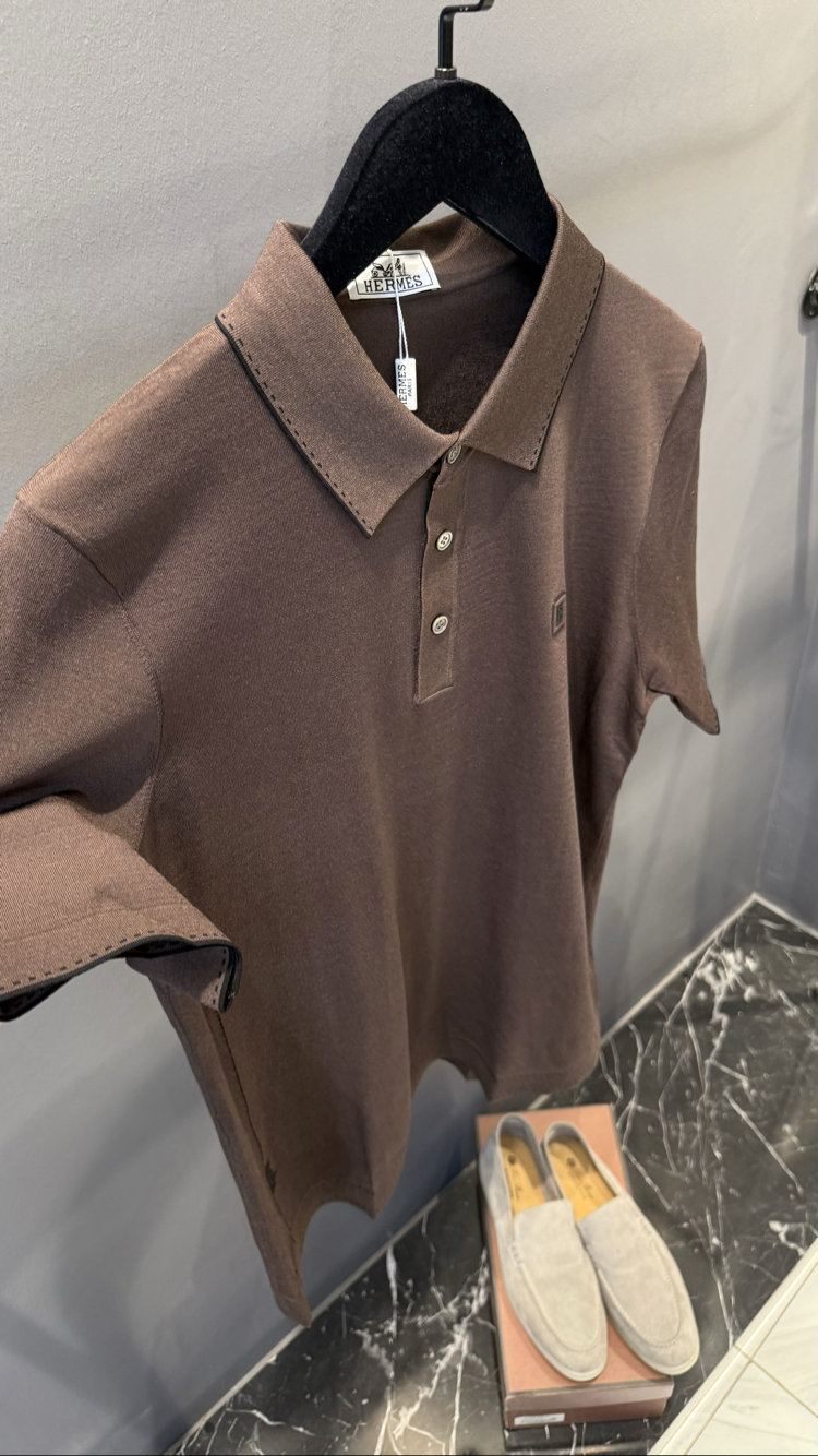İthal Hermes Triko Polo Kahverengi