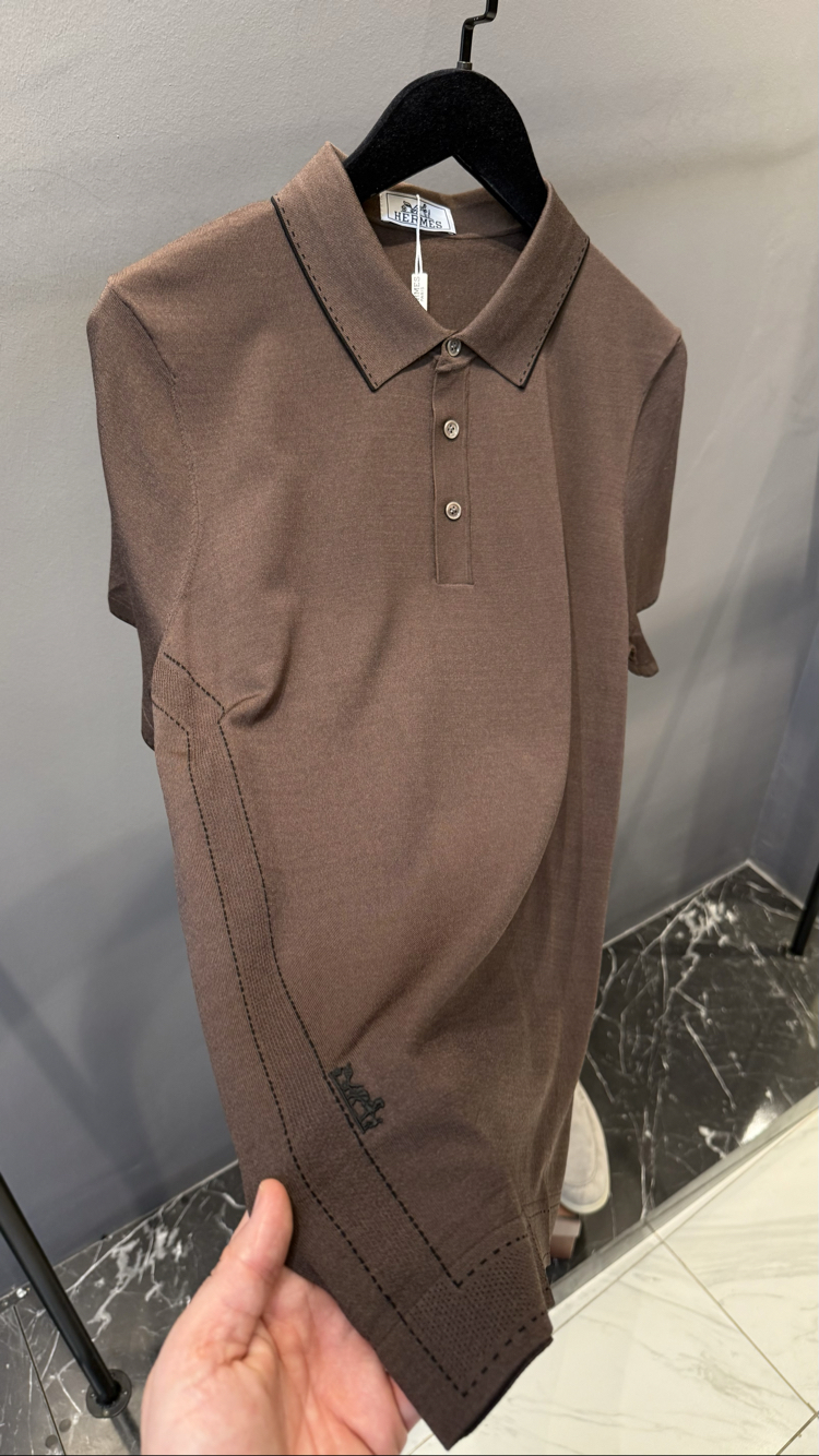 İthal Hermes Triko Polo Kahverengi