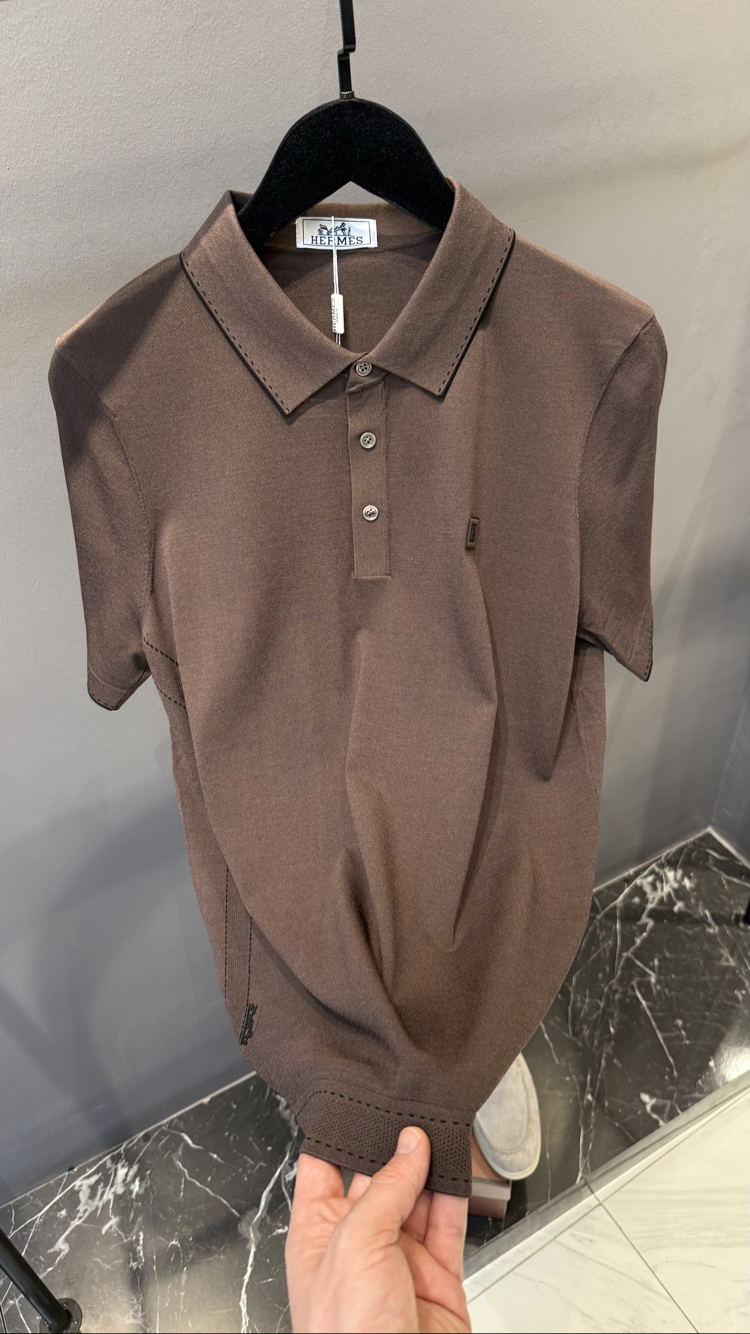 İthal Hermes Triko Polo Kahverengi