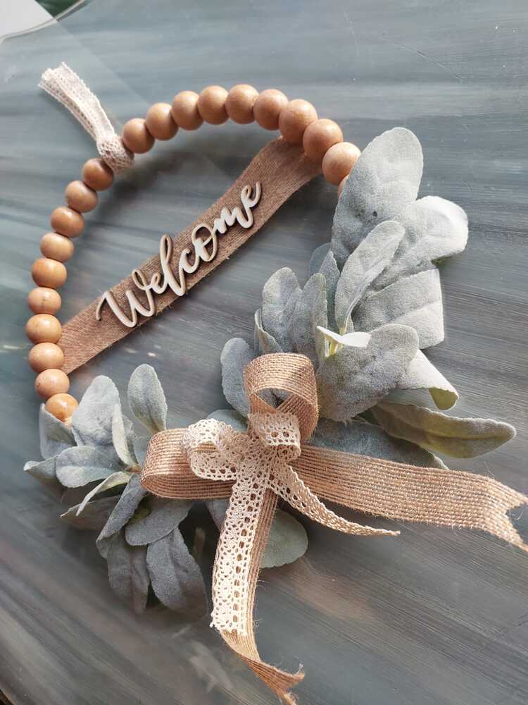 Ahşap Boncuklu Kuzu Kulaklı Kapı Süsü 28 cm