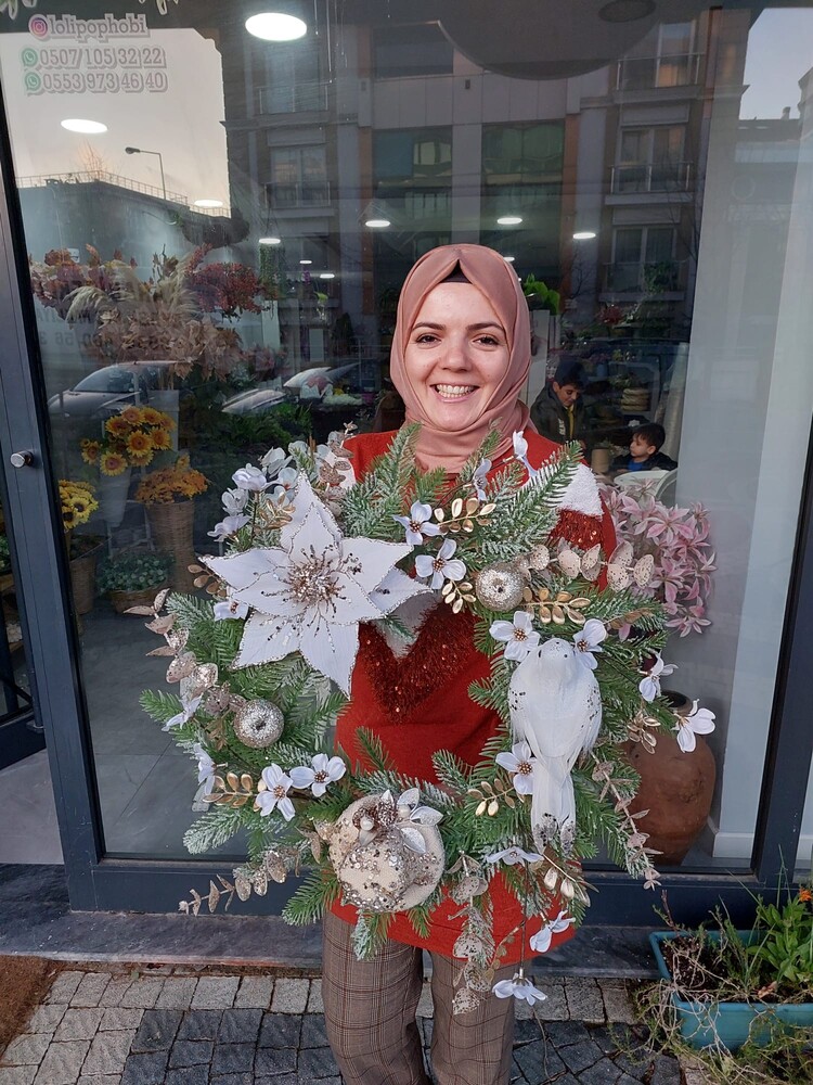 Beyaz Kuş  Temalı  Kapı Süsü  60 cm 