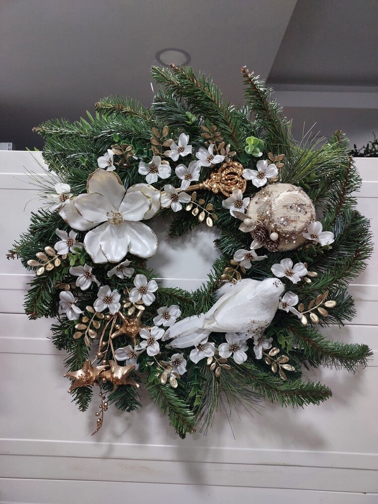 Manolya Temalı Cam Garland Kapı  Süsü  60 cm