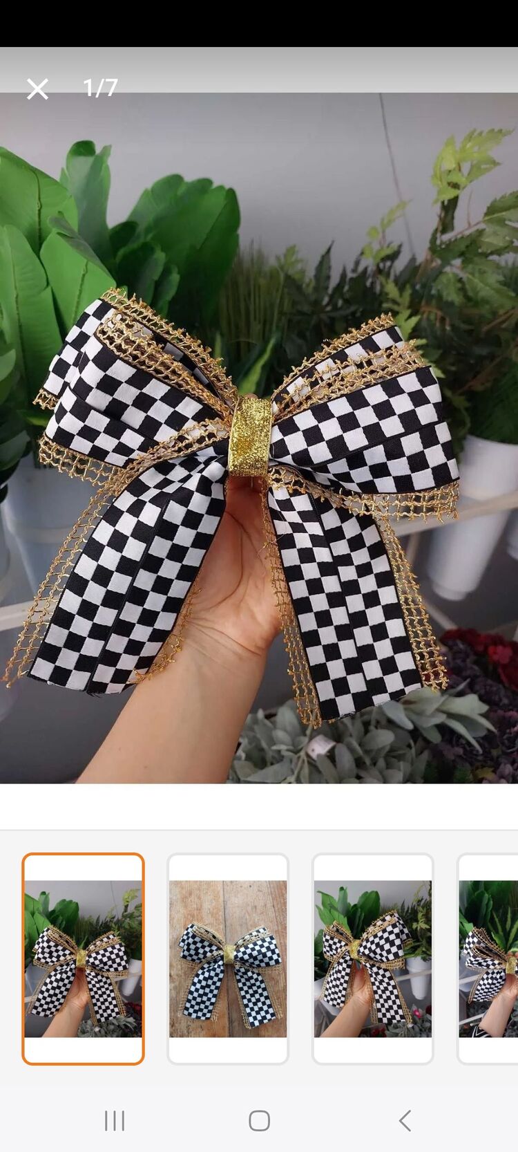 Damalı Gold Simli 25 cm Fiyonk