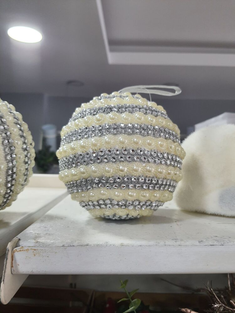 Yılbaşı Topu 13 cm Incili