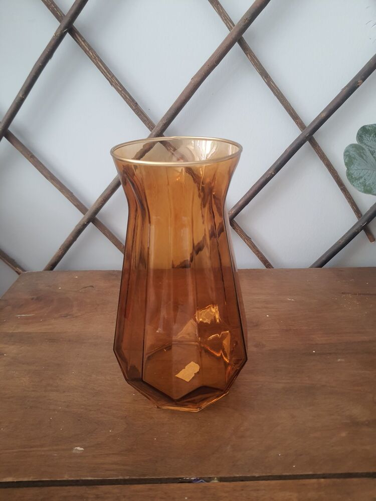 Prizma Cam Gold Yaldızlı  Cam Vazo 20 cm