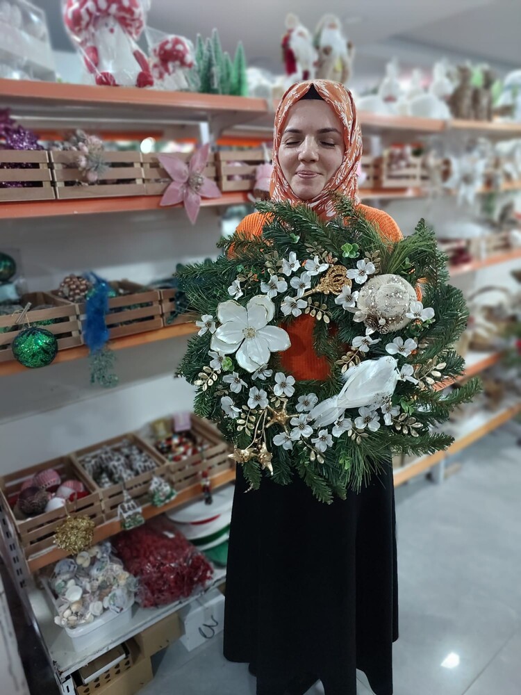 Manolya Temalı Cam Garland Kapı  Süsü  60 cm