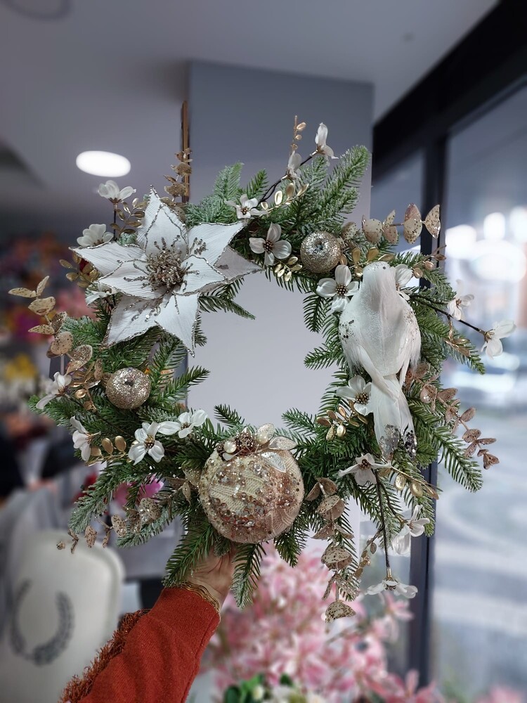 Beyaz Kuş  Temalı  Kapı Süsü  60 cm 