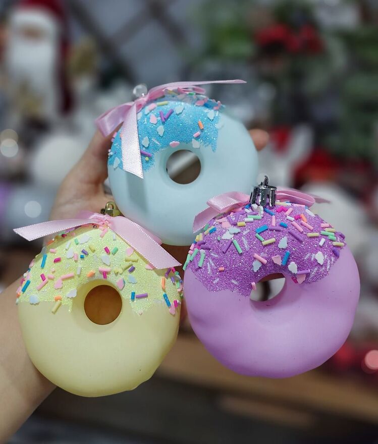 Yılbaşı Ğaç Süsü 3 lü Donut 9 cm