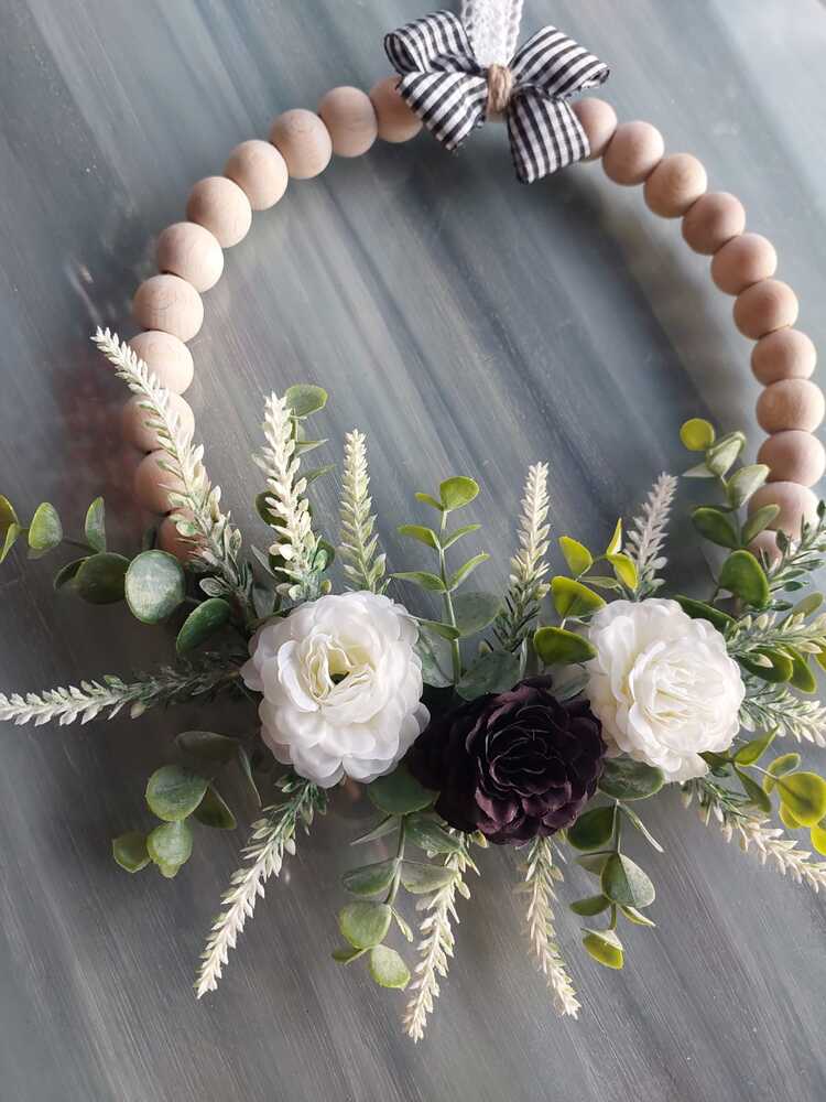 Ahşap Boncuklu Lavantalı Kapı Süsü 25 cm