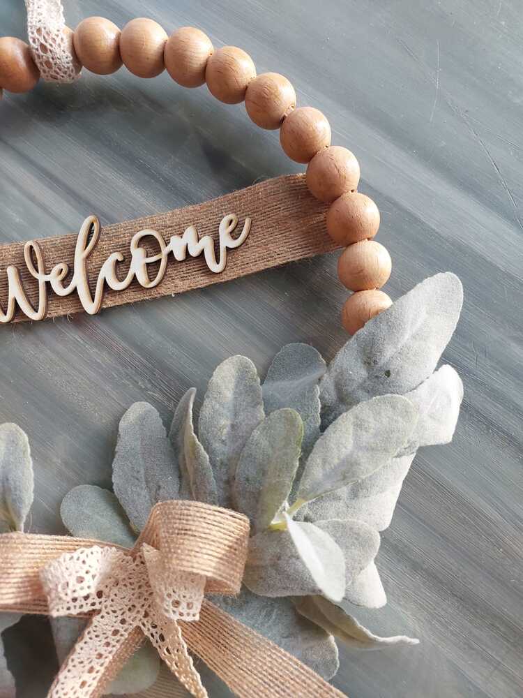 Ahşap Boncuklu Kuzu Kulaklı Kapı Süsü 28 cm