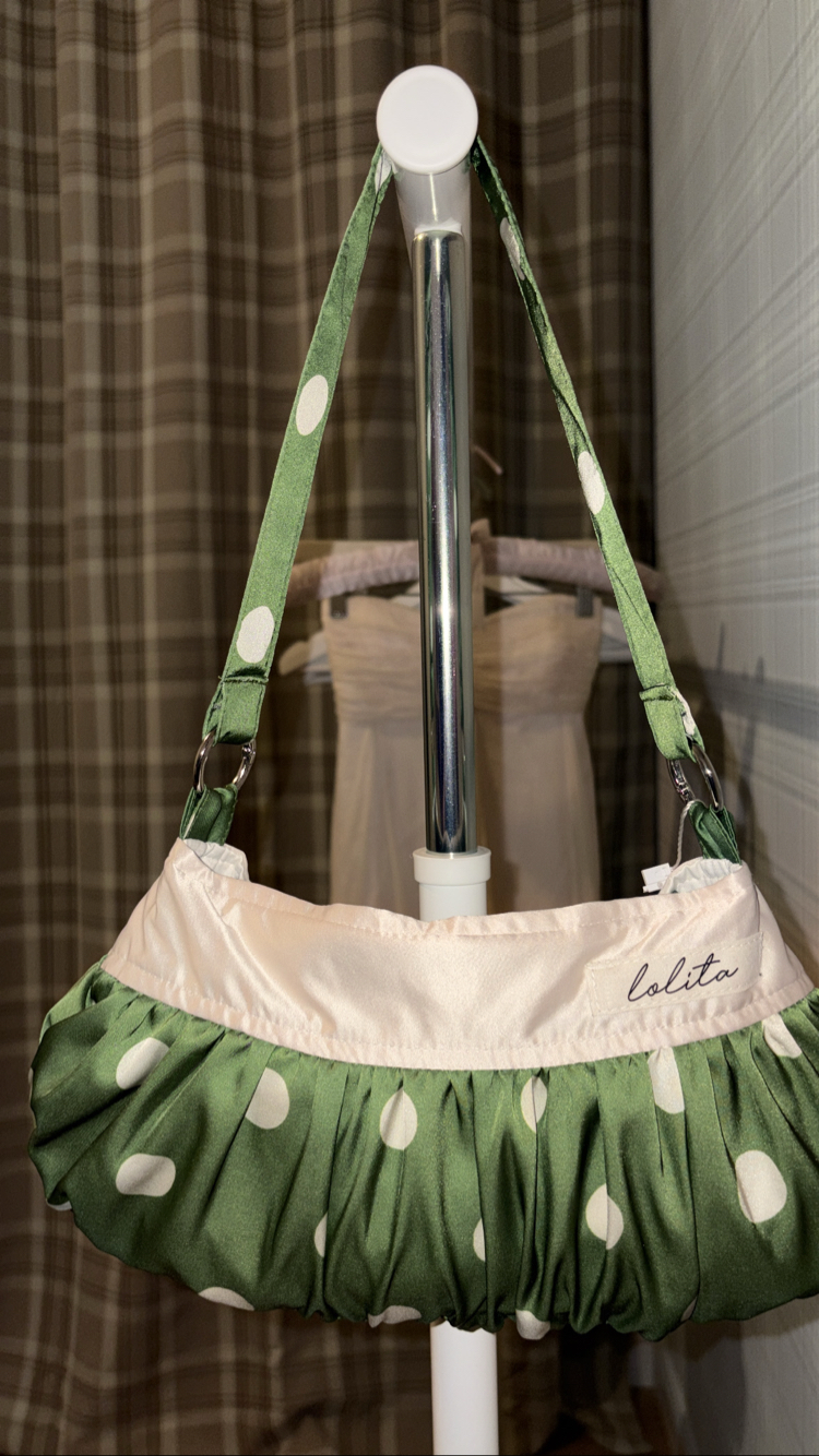 Olive Satin Button Bag