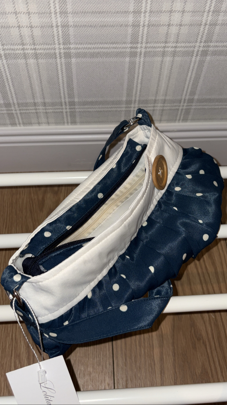 Blueberry Saf İpek Button Bag